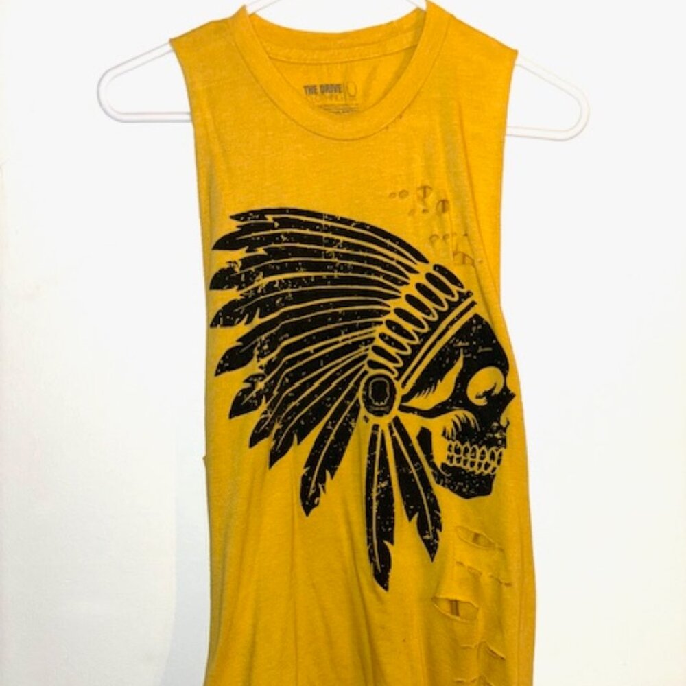 THE DRIVE - CHIEFTAIN DISTRESSED CUTOFF TEE - ONE OF ONE - SIZE LARGE